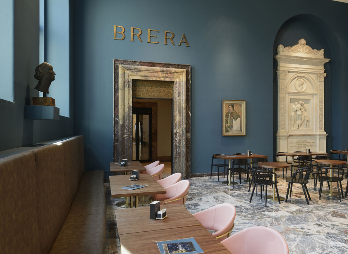 Caffè Fernanda, Pinacoteca di Brera, Milano. Progetto rgastudio, arredi Pedrali. Foto Michele Nastasi.