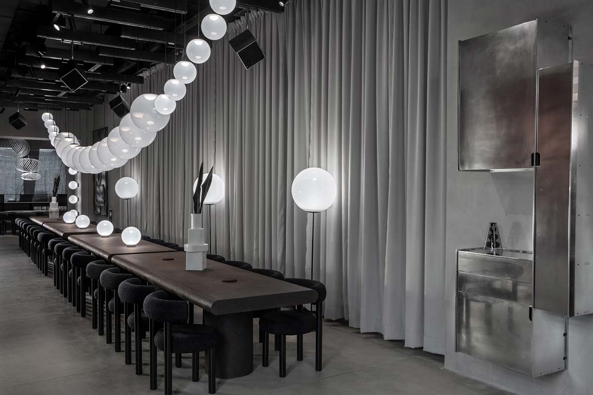 The dining hall, The Manzoni by Tom Dixon