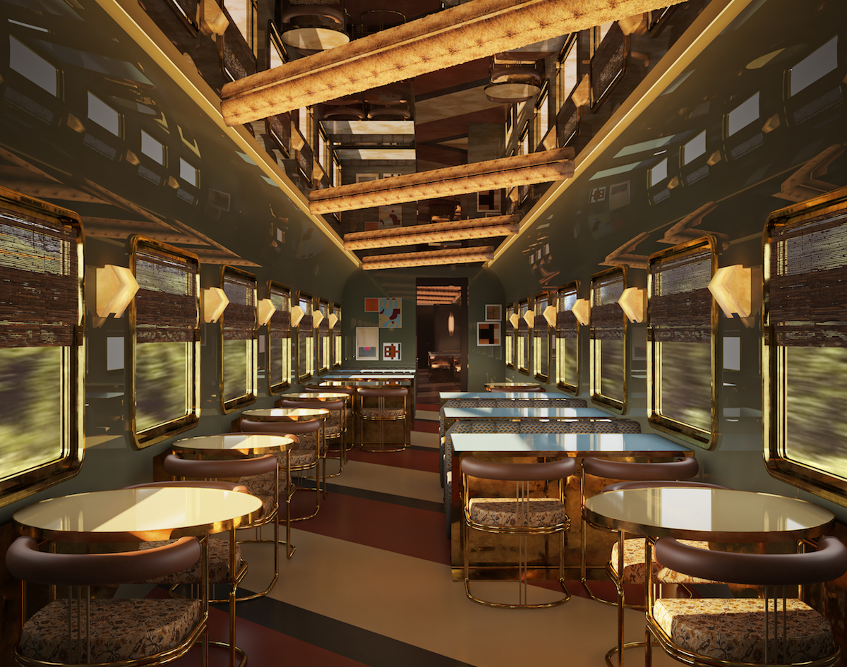 Orient Express La Dolce Vita, ristorante - rendering © Dimorestudio