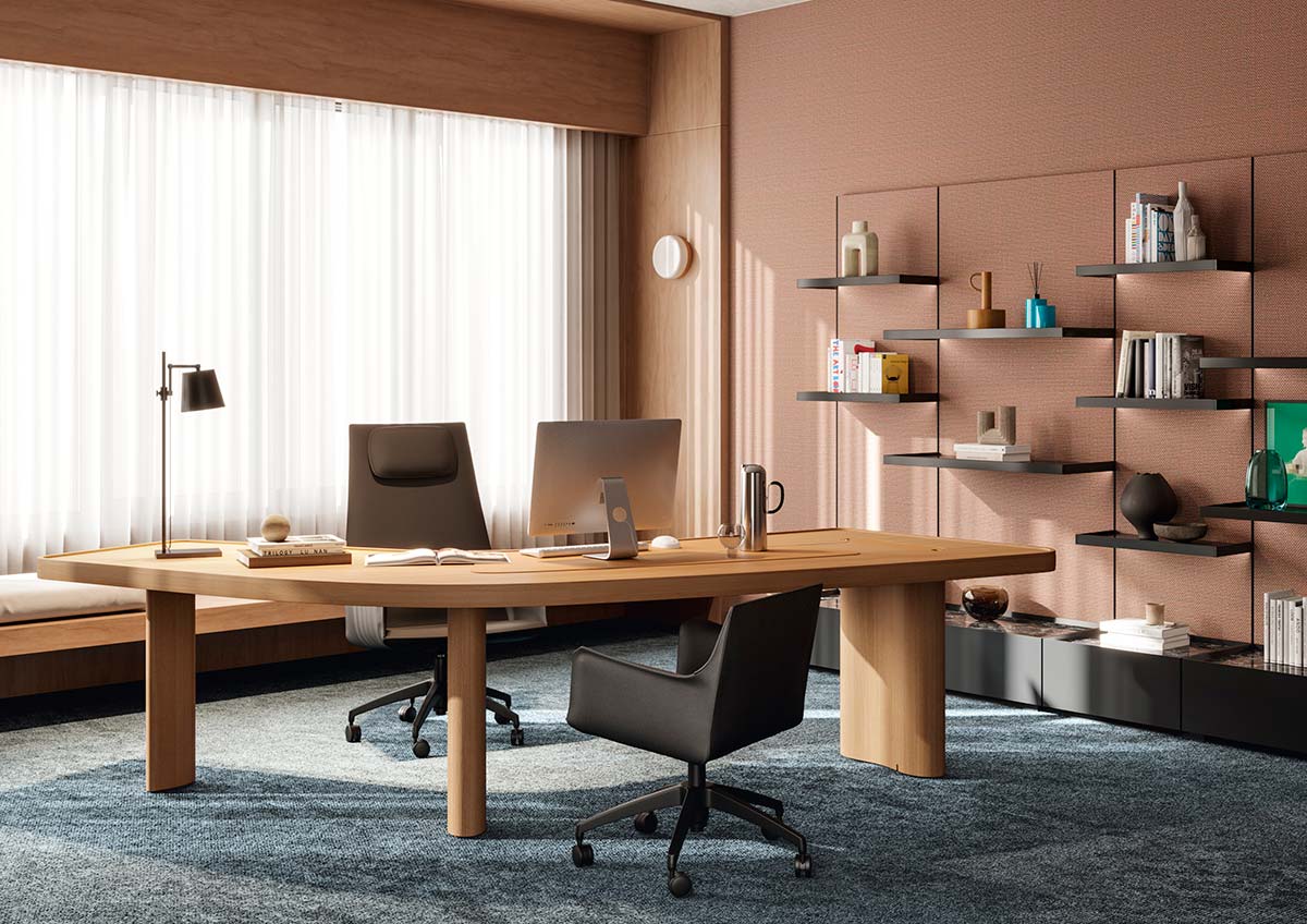 Cab Office collection by Mario Bellini & Bureau Boomerang desk by Charlotte Perriand – Cassina iMaestri collection - Cassina Pro