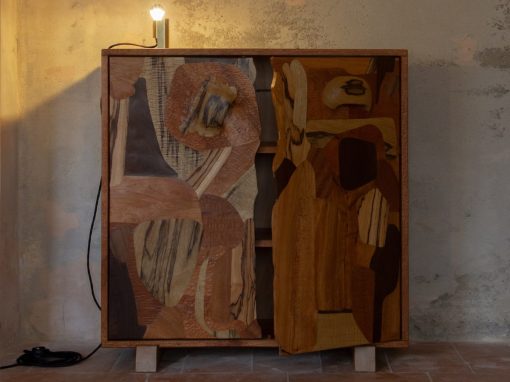 Caselli 11-12, “Makers 1“: Patchwork Cabinet, design Lewis Kemmenoe; Espelma lamp, design Raphael Kadid – Photo © Elena Coscia