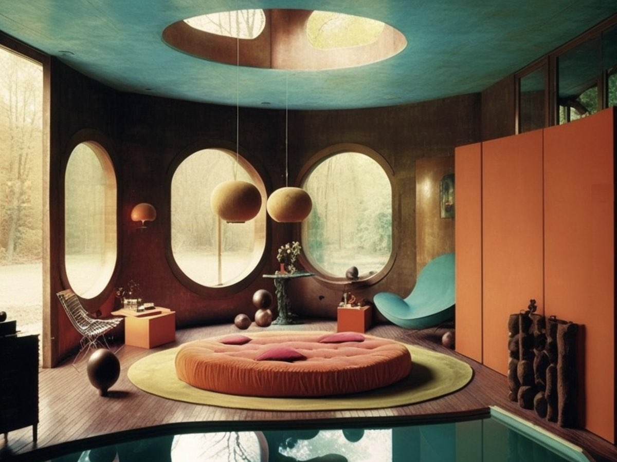 Mid-century modern living room : r/midjourney